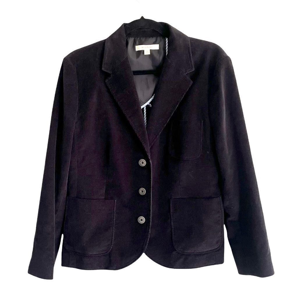 BROOKS BROTHERS Black Corduroy Blazer Size 12